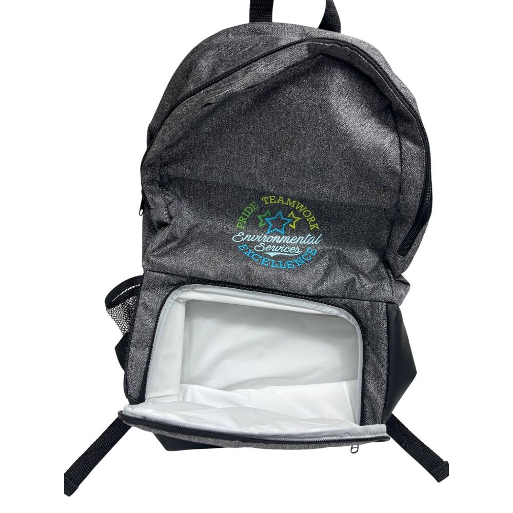 Gray Backpack With Insulated Cooler Pocket & Environmental Services Logo 45e